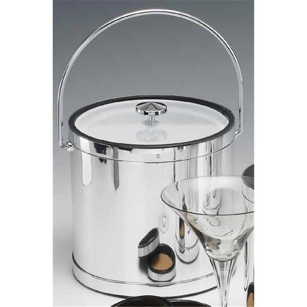 Sharptools Mylar Polished Chrome 3 Quart Ice Bucket with Bale Handle Lucite Cover with Flat Knob SH88576